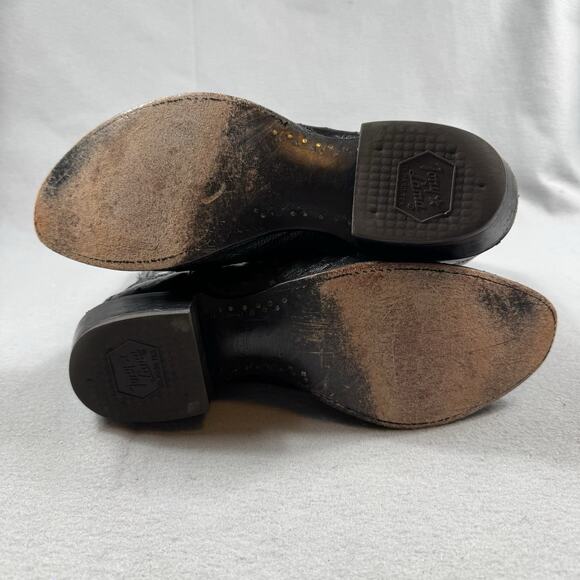 Tony Lama Ostrich Cowboy Boots Black Men’s 11 B Made in USA Western Leather - Picture 4 of 15